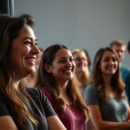 Image d'un cours d'initiation au théâtre avec des participants souriants et engagés