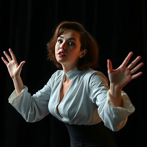 Image de Léa Garnier, instructrice de théâtre gestuel et mime, avec une expression corporelle expressive