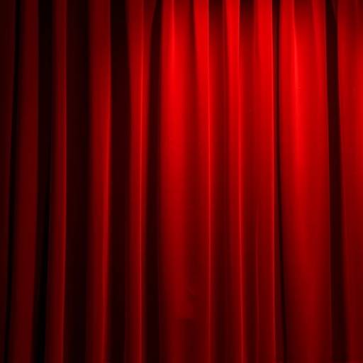 Image décorative d'un rideau de scène rouge, utilisé pour séparer les sections de contenu.