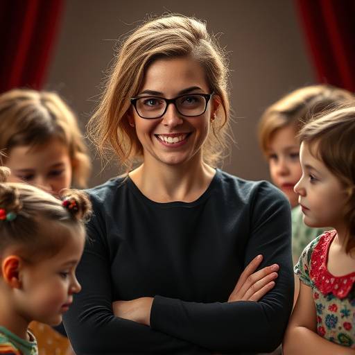 Portrait de Chloé Bernard, instructrice de théâtre pour enfants et adolescents, entourée de couleurs et de joie