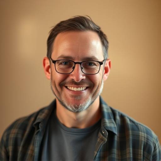 Portrait de Marc Leclerc, instructeur de théâtre spécialisé en improvisation et théâtre contemporain, avec un sourire chaleureux